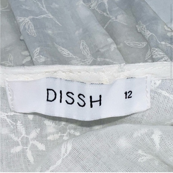 DISSHWhite Long Sleeve Swiss Dot Floral Embroidered Cotton Dress V-Neck USSize 8 - Picture 4 of 10